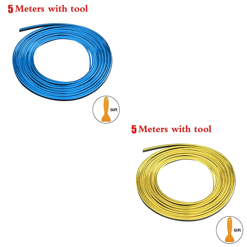 1/2pcs Universal Car Moulding Decoration Flexible Strips 5M Interior Auto Mouldings Car Cover Trim Dashboard Door Car-styling Oasis Select 2pcs-mix