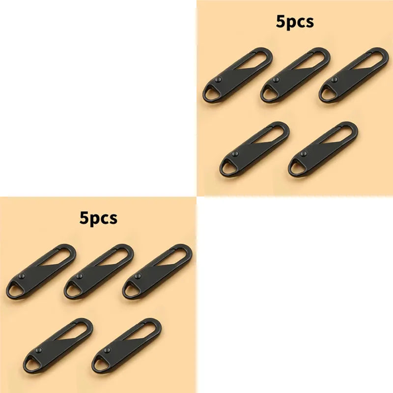 5/10/15/20pcs Universal Replacement Zipper Slider Metal Alloy Removal Zipper Puller Luggage Bag Zip Head DIY Craft Sewing Tool Oasis Select 10pcs Black