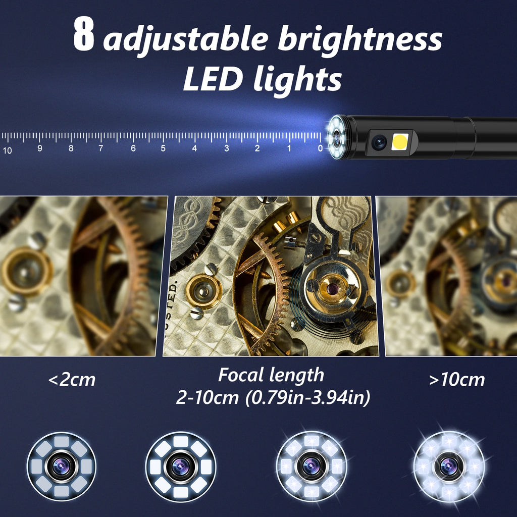 Portable endoscope 10m industrial endoscope High-definition imaging 8 LED lights included Compatible with smartphones Oasis Select