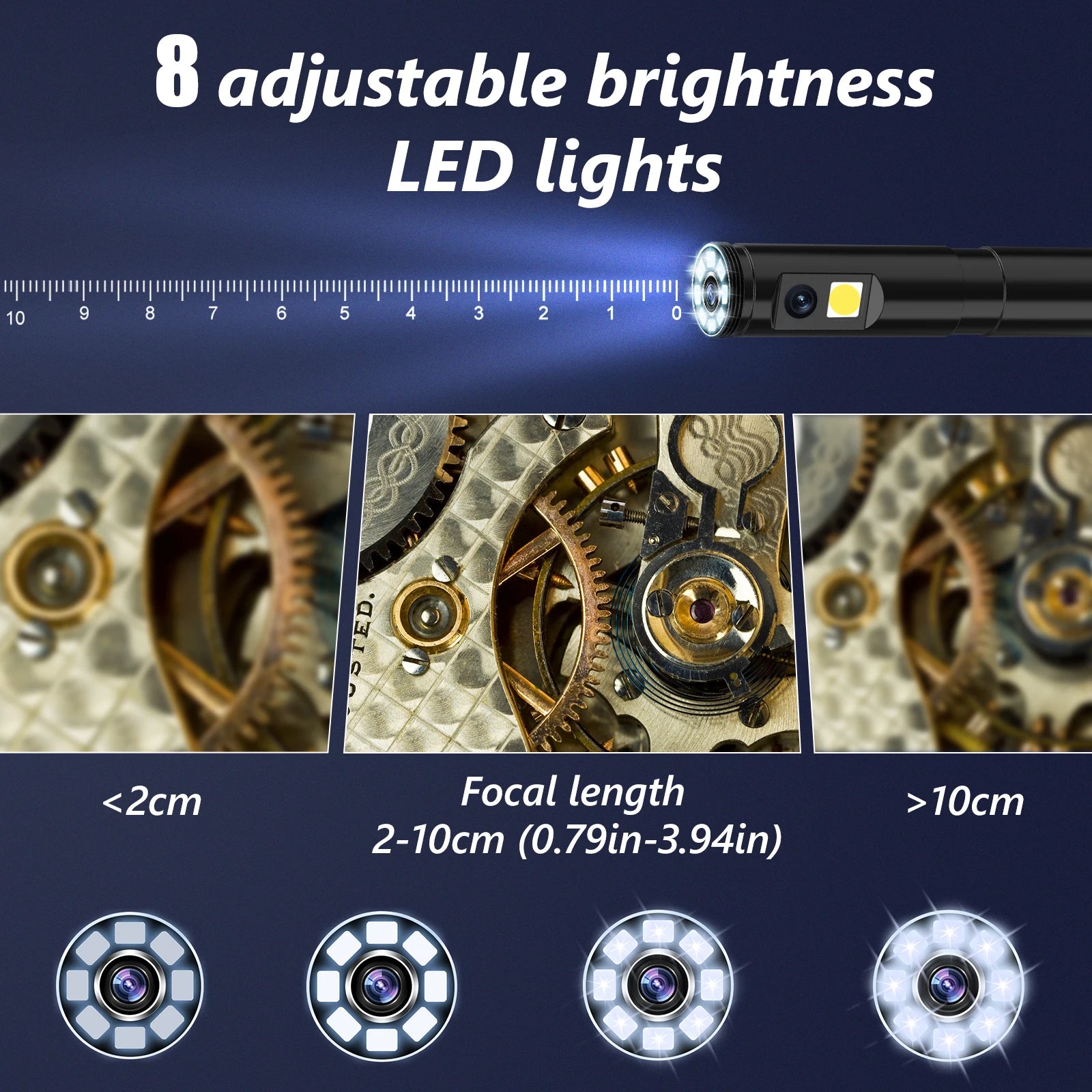 Portable endoscope 10m industrial endoscope High-definition imaging 8 LED lights included Compatible with smartphones Oasis Select