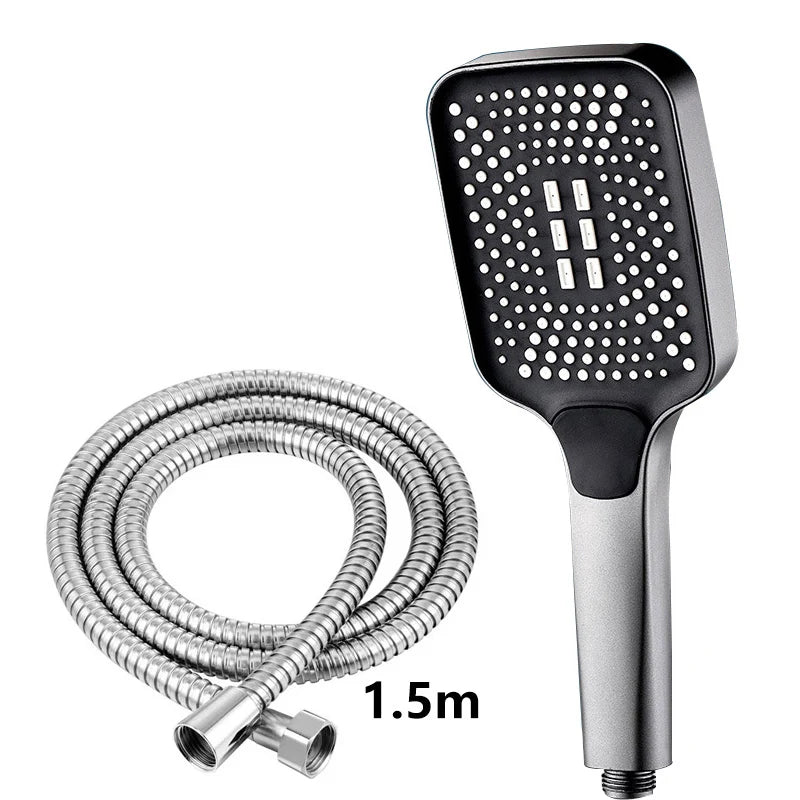 Square High-Pressure Handheld Shower Head – 3 Spray Modes