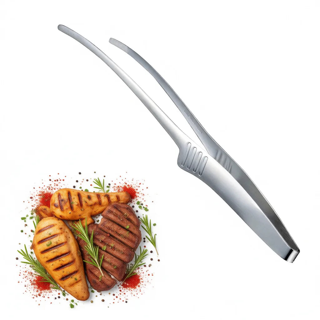 BBQ Non-Slip Tongs Stainless Steel Cooking Tongs Christmas BBQ Utensils For Food, Salad, Camping, Barbecue, Buffet Oasis Select