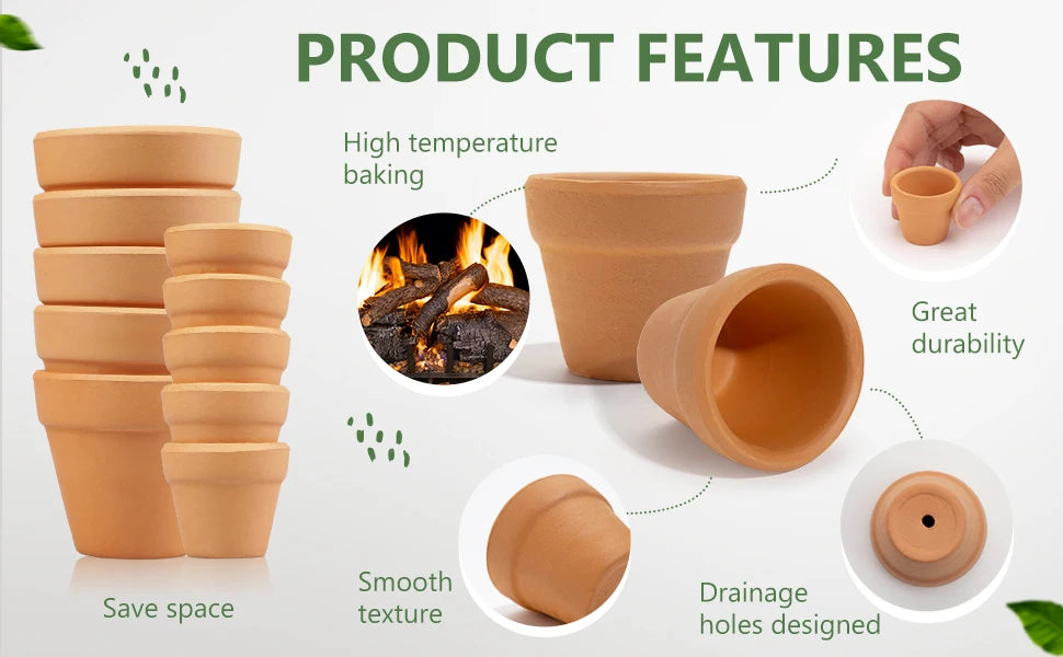 10Pcs Red Pottery Flower Pot Clay Pottery Planter Cactus Flower Pots Succulent Pot With Drainage Hole Great For Plants Oasis Select