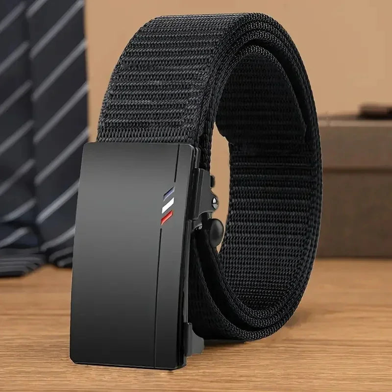 Men's Belt Outdoor Leisure Sports Belt Toothless Quick Release Automatic Buckle Quality Black Belt Oasis Select