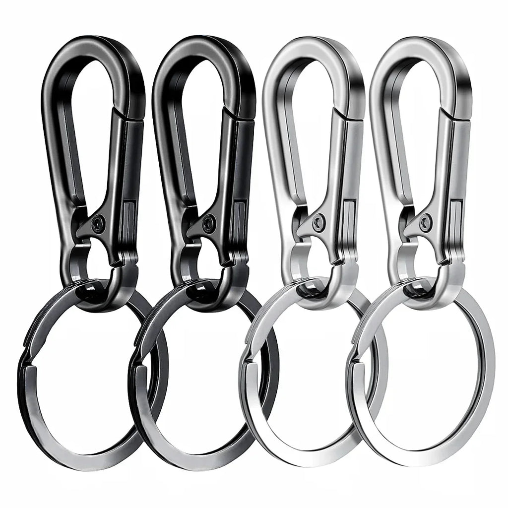4Pcs Carabiner Clip Keychain Metal Carabiner Shape Key Ring Keyring Key Holder Clips Hook Holder Organizer for Car Keys Finder f Oasis Select black 2 silver 2 4PCS