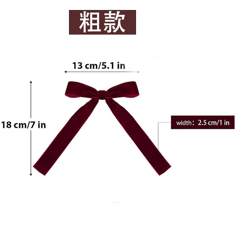 Velvet Ribbon Christmas Tree Dress Bows Decorate Holiday Accessories Scene Display Hanging Ornaments Oasis Select Burgundy (coarse) 12pcs