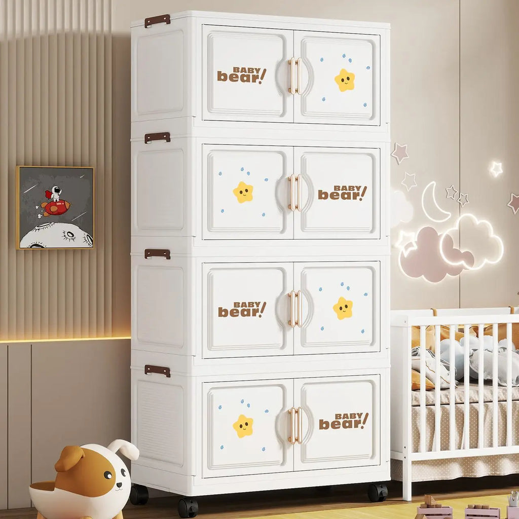 78cm Foldable Storage Box,1-6 Tier Rolling Organizer, Brown/Pink for Snacks/Clothes/Toys in Bedroom/Living Room/Study Oasis Select