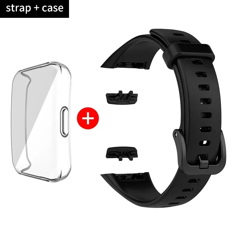 Silicone Sport Band Strap for Huawei Band 6 & Honor Band 6 Smart Watch Band Oasis Select Black Case Strap For Huawei Band 6