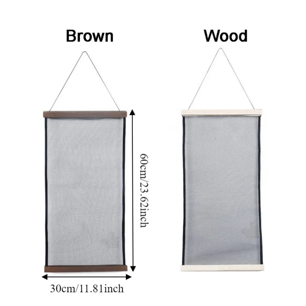 Wood Frame Mesh Grid Jewelry Hanging Display & Storage Rack