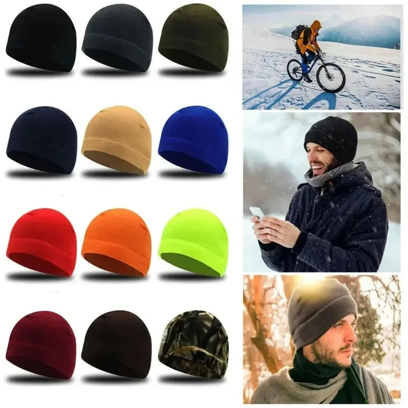 Men Polar Fleece Caps Winter Warm Outdoor Sports Skiing Cycling Cap Hat Windproof Soft Beanie Cap Women Ski Bike Hat Caps Oasis Select