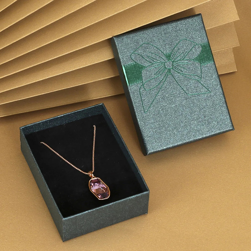 Fashion Bowknot Jewelry Box Multi Colors Ring Earrings Pendant Necklace Gift Jewelry Storage Display Paper Jewelry Packaging Box Oasis Select Green Other