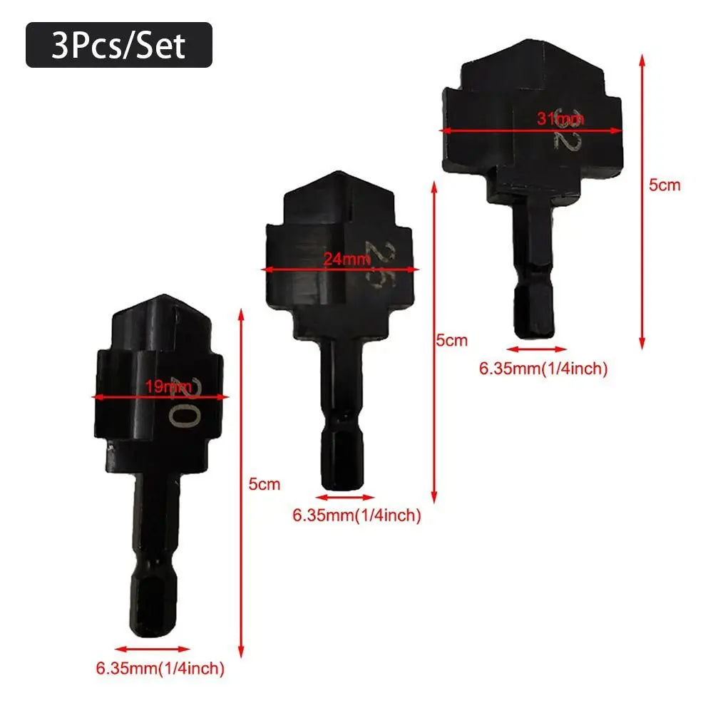 1/3Pcs Water Pipe Expansion PPR Lifting Stepped Drill Bit For Plumber Repairing Hexagon Shank Step Drill 6.35mm Oasis Select 3Pcs-set