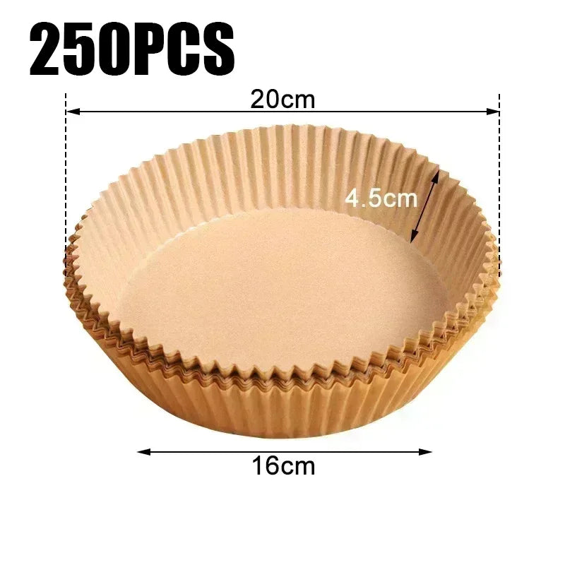 50/100/200pcs Disposable Air Fryer Paper Round/Square Special Paper Food Silicon Oil Paper Air Fryer Liners Baking Paper Oasis Select Round-250pcs