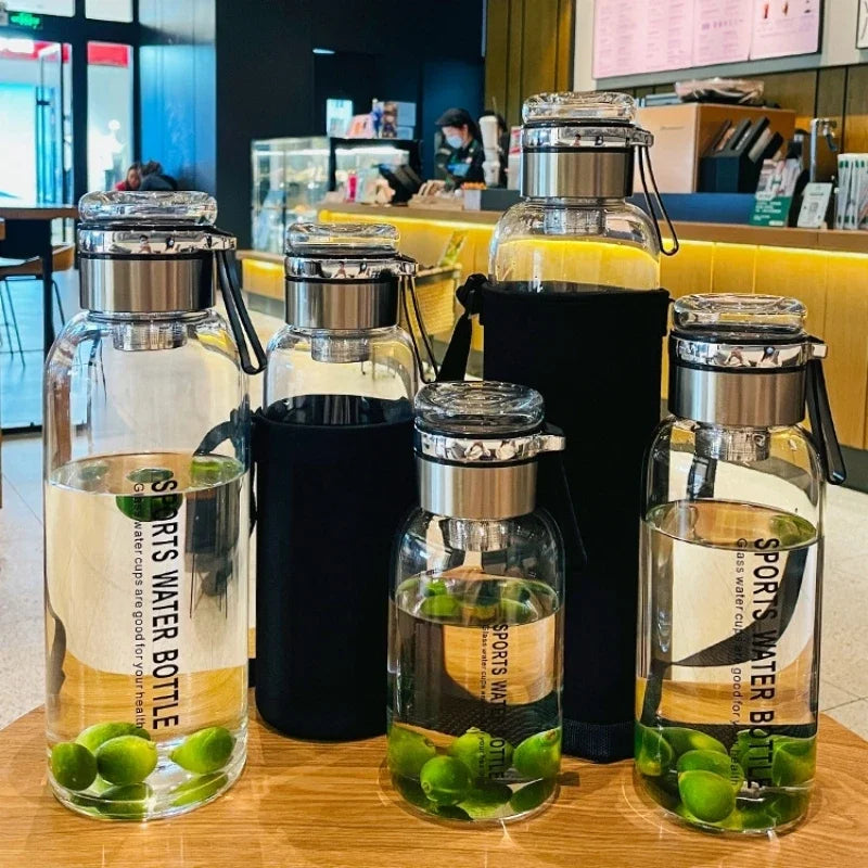 1500ML/2000ML large capacity high borosilicate glass water bottle transparent milk juice cup outdoor portable thermos cup Oasis Select