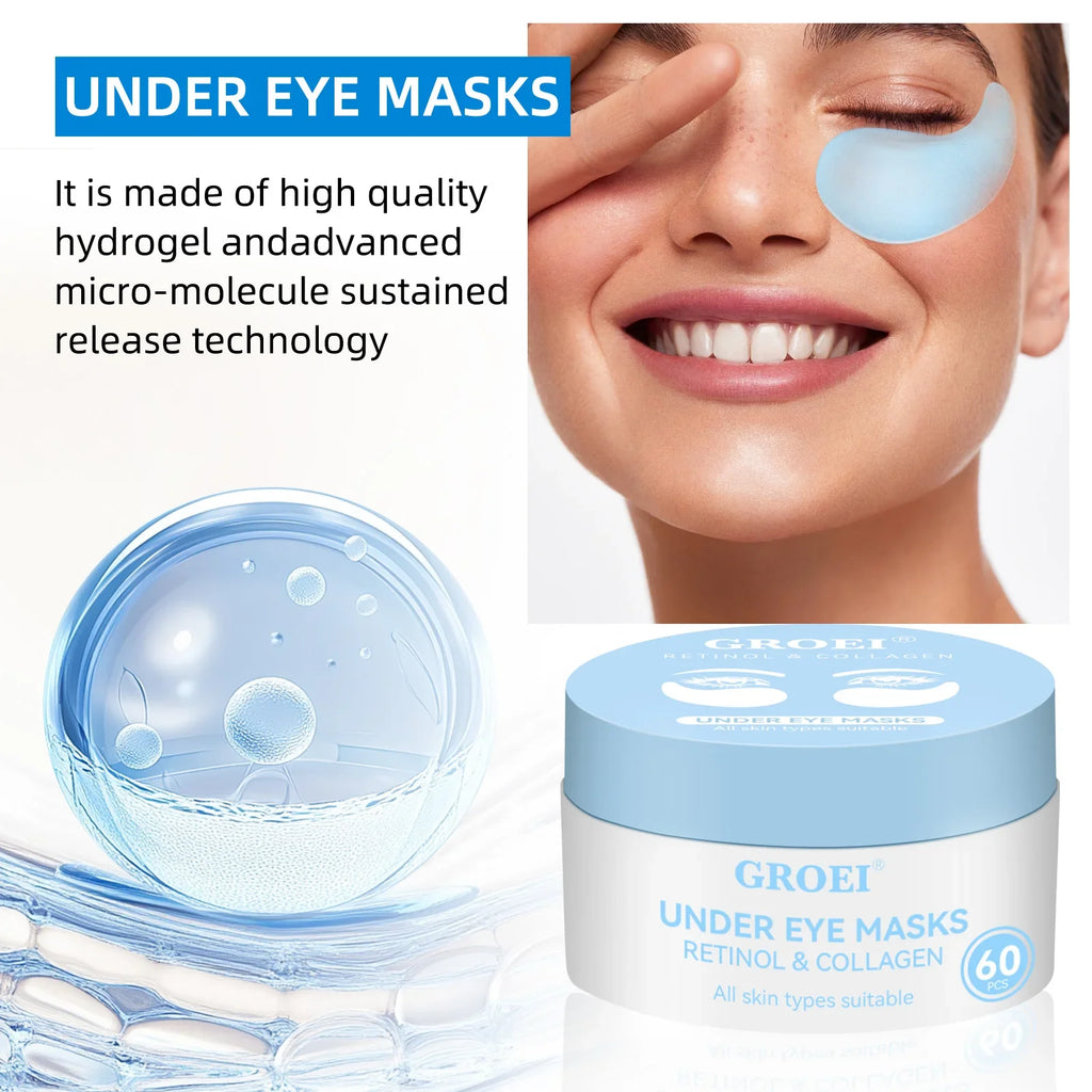 60pc Hyaluronic Acid Collagen Eye Masks – Firm & Brighten