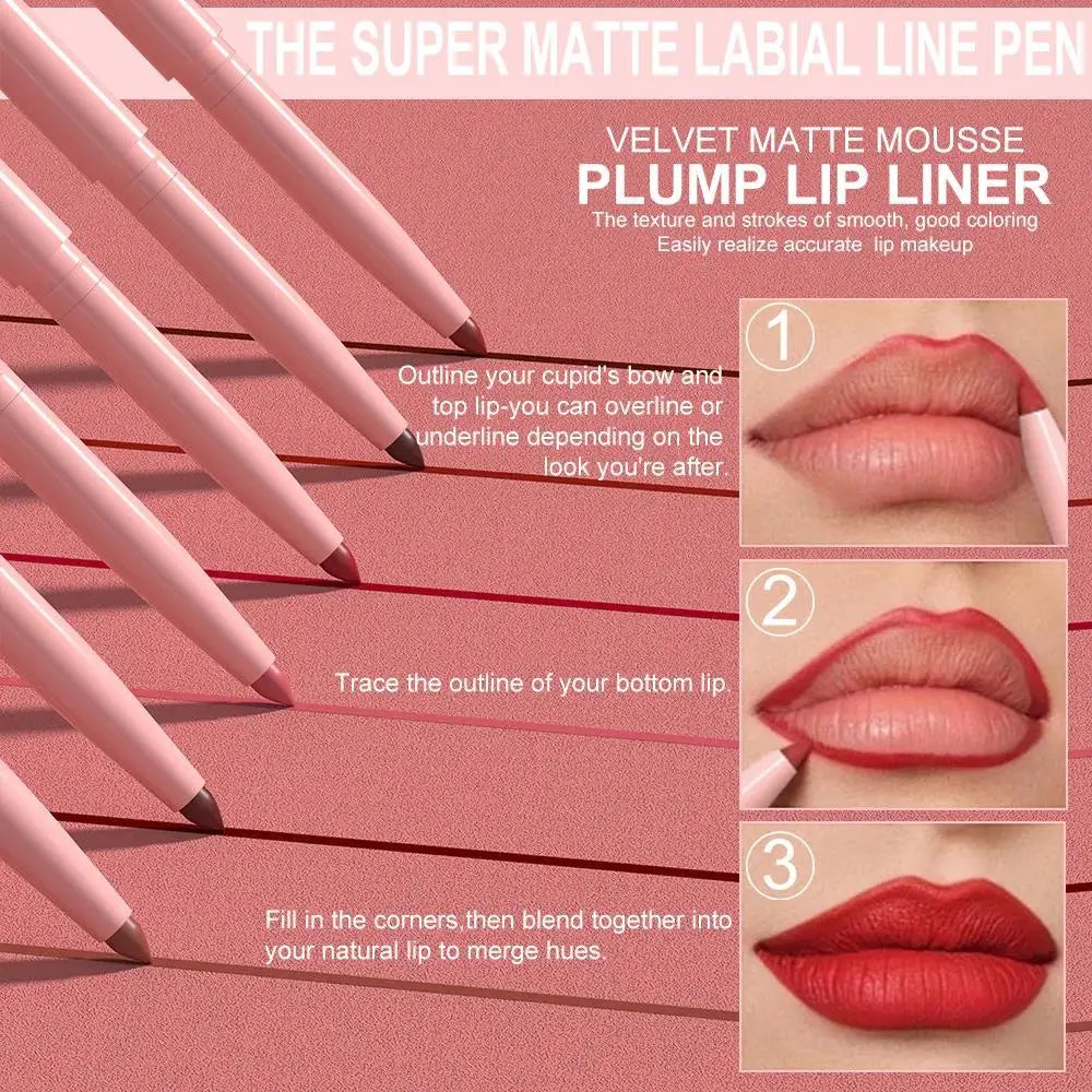 DUNUF 6-Piece Matte Lip Liner Set – Waterproof, Long-Lasting Matte Lip Liner Set Oasis Select