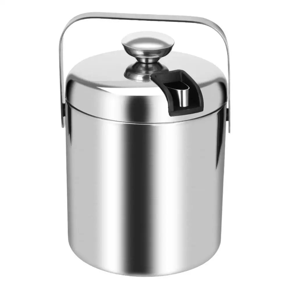 Stainless Steel Ice Bucket with Lid & Tongs | 1.3L Bar Cooler