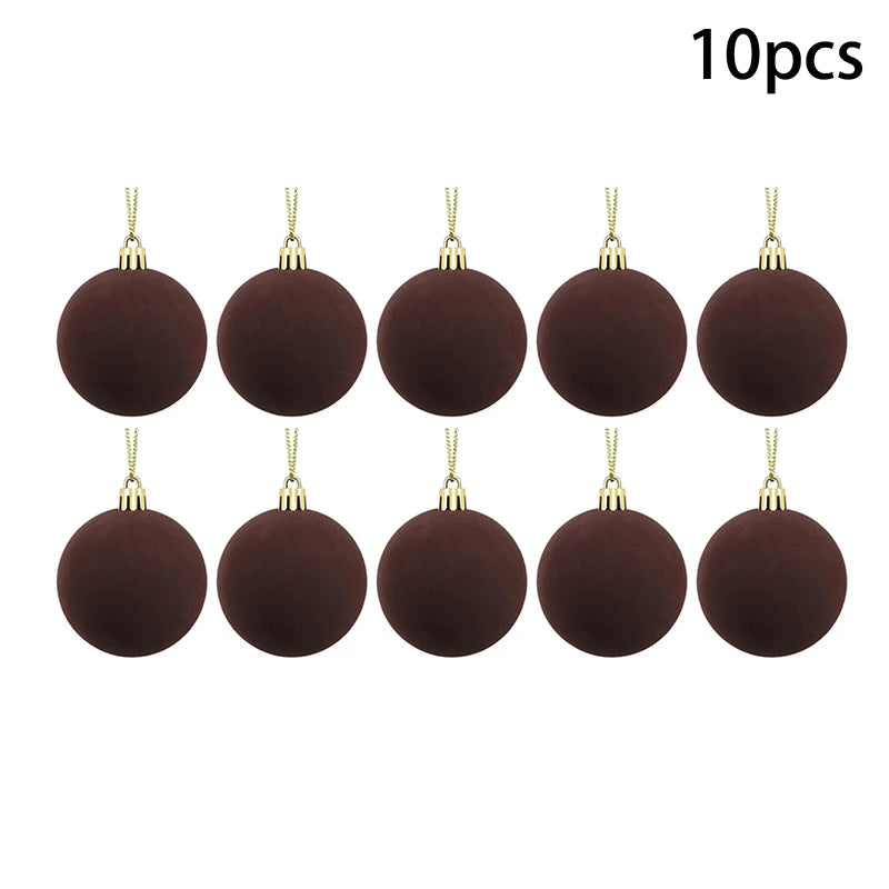 Velvet Christmas Ball Ornaments Red & White Xmas Tree Decor