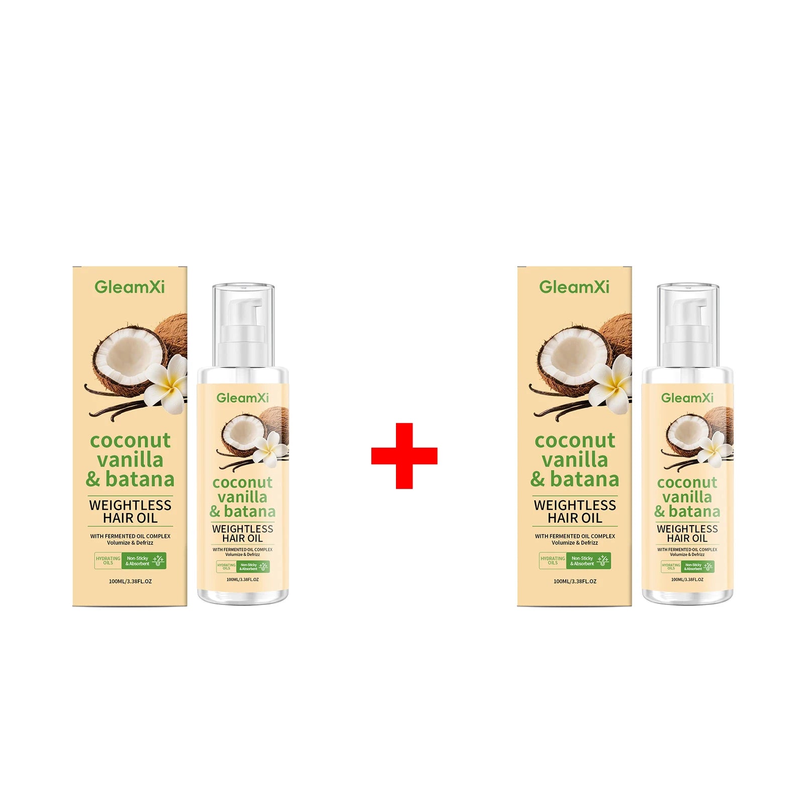 Coconut Vanilla & Batana Hair Oil Volumizing Serum for Frizzy, Dry & Damaged Hair Adds Shine Reduce Frizz Daily Nourishing Hair Oasis Select 2pcs