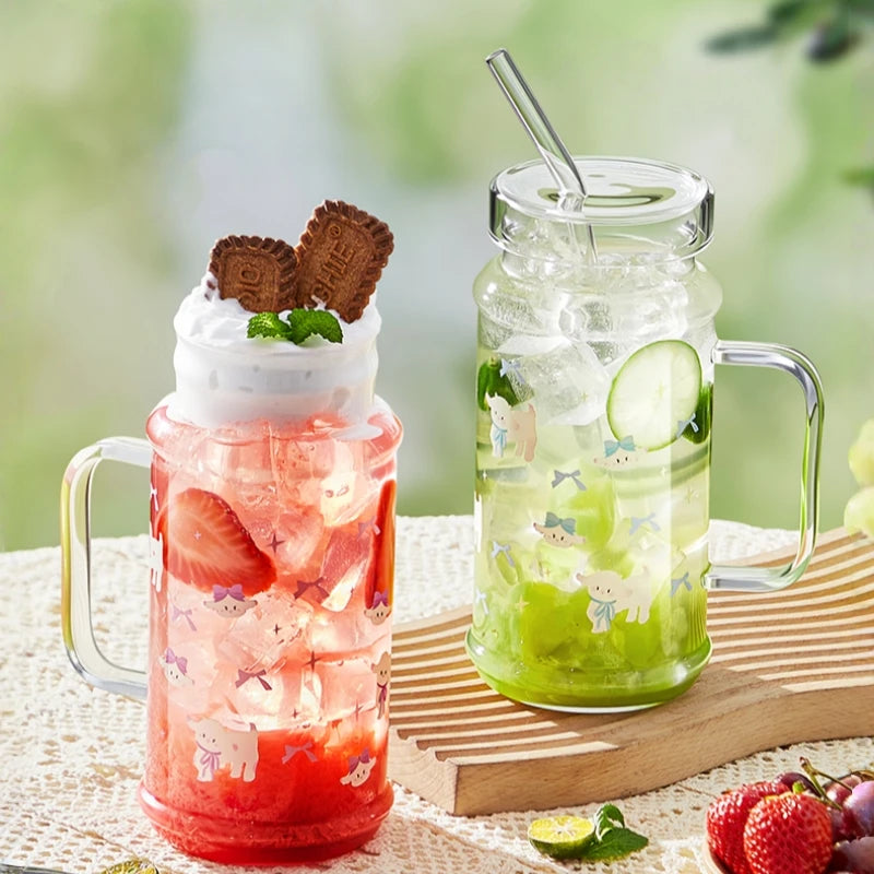 1080ml Large Capacity Straw Cup Glass Tumbler with Lid - Iced Coffee Cup, Reusable Drinking Cup for Coffee, Tea, Iced Americano Oasis Select