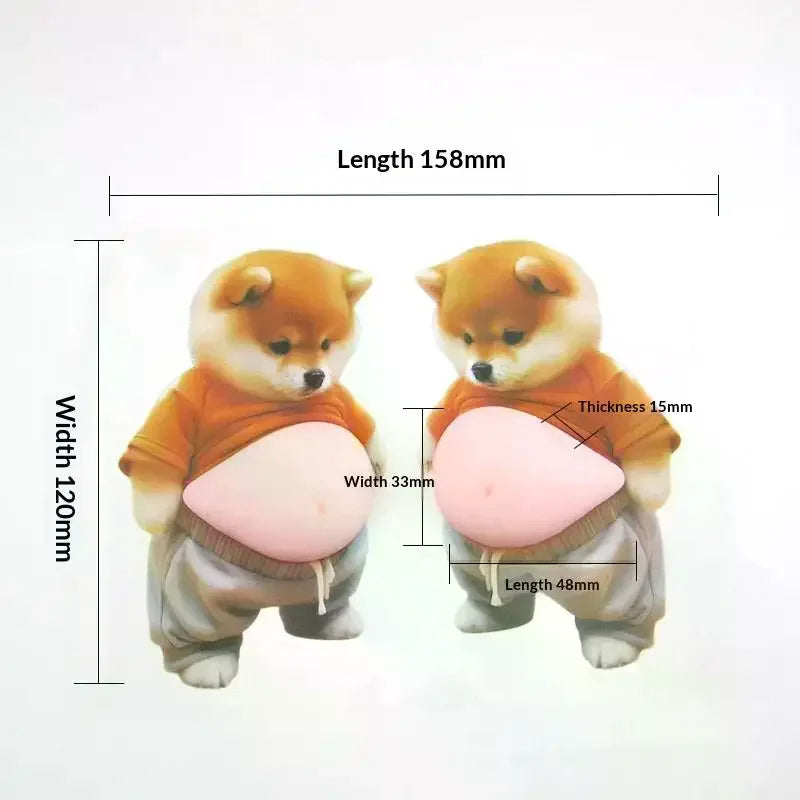 2pcs 3D Shiba Inu Stickers Cute Orange Chubby Silicone Self-Adhesive Decals for Apparel Oasis Select