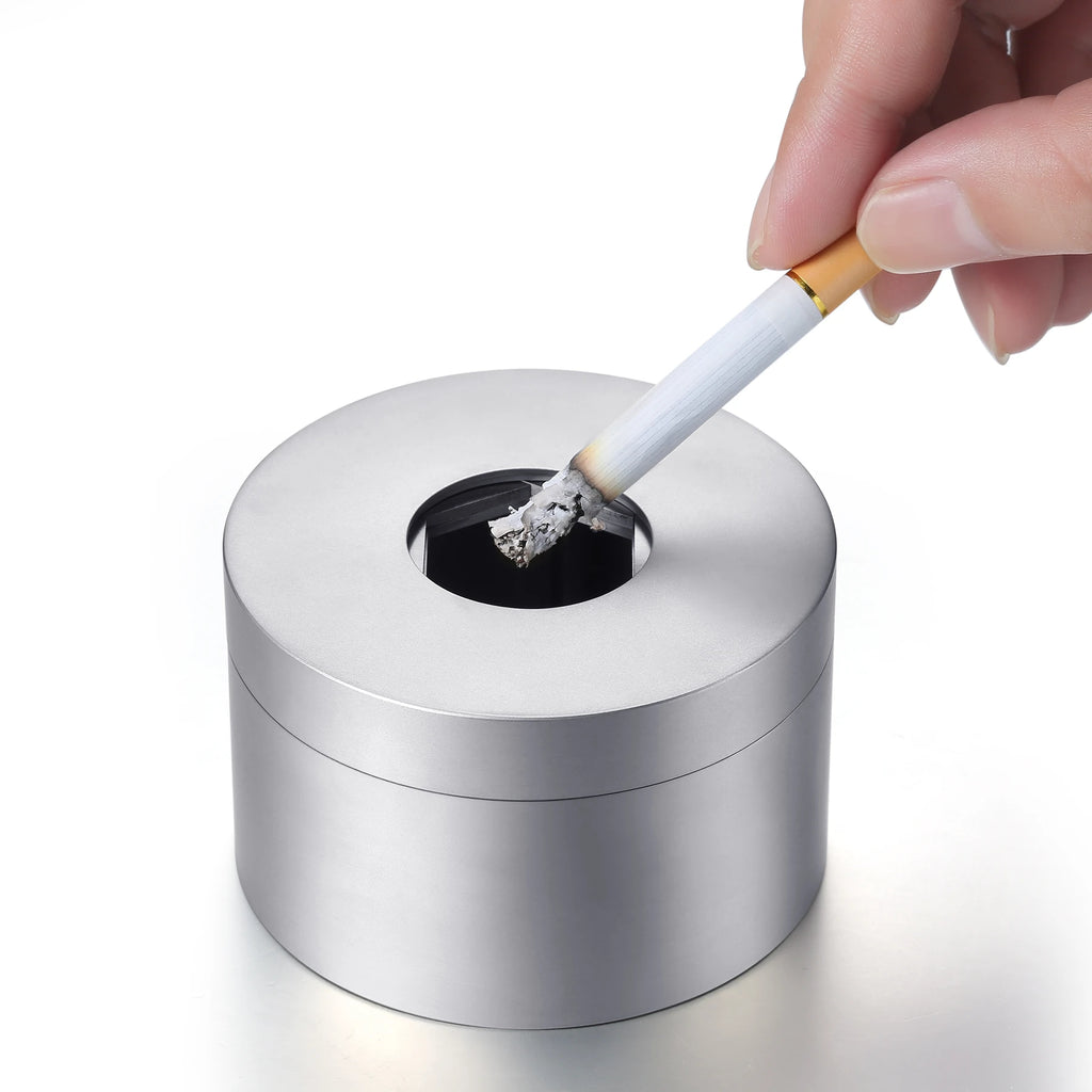 Stainless steel ashtray with cover European style creative personality trend home living room office anti fly ash ashtray Oasis Select