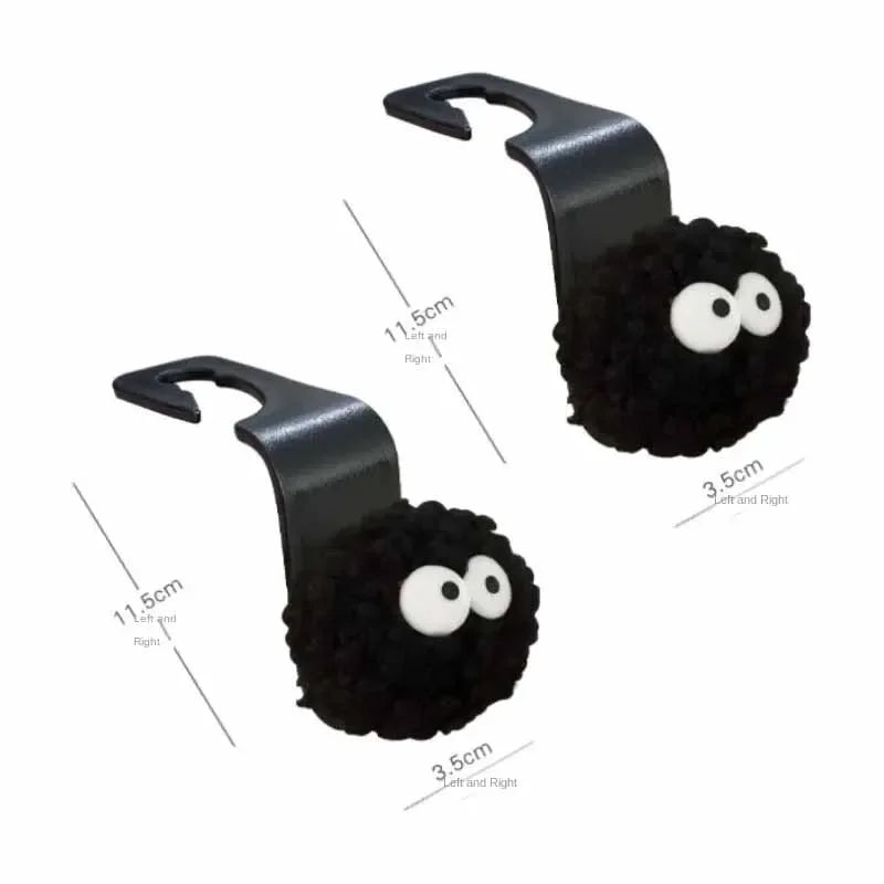 Cute Little Coal Ball Car Seat Back Hook Storage Car Headrest Organizer Food Bag Handbag Car Decoration Clothes Hanger Oasis Select 2pcs