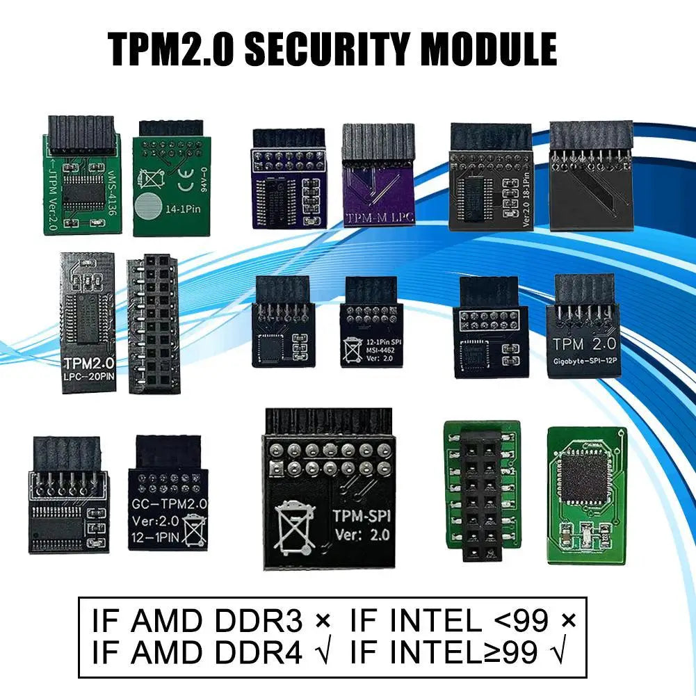TPM 2.0 Security Module – 12/14/18/20-Pin Multi-Brand Motherboard