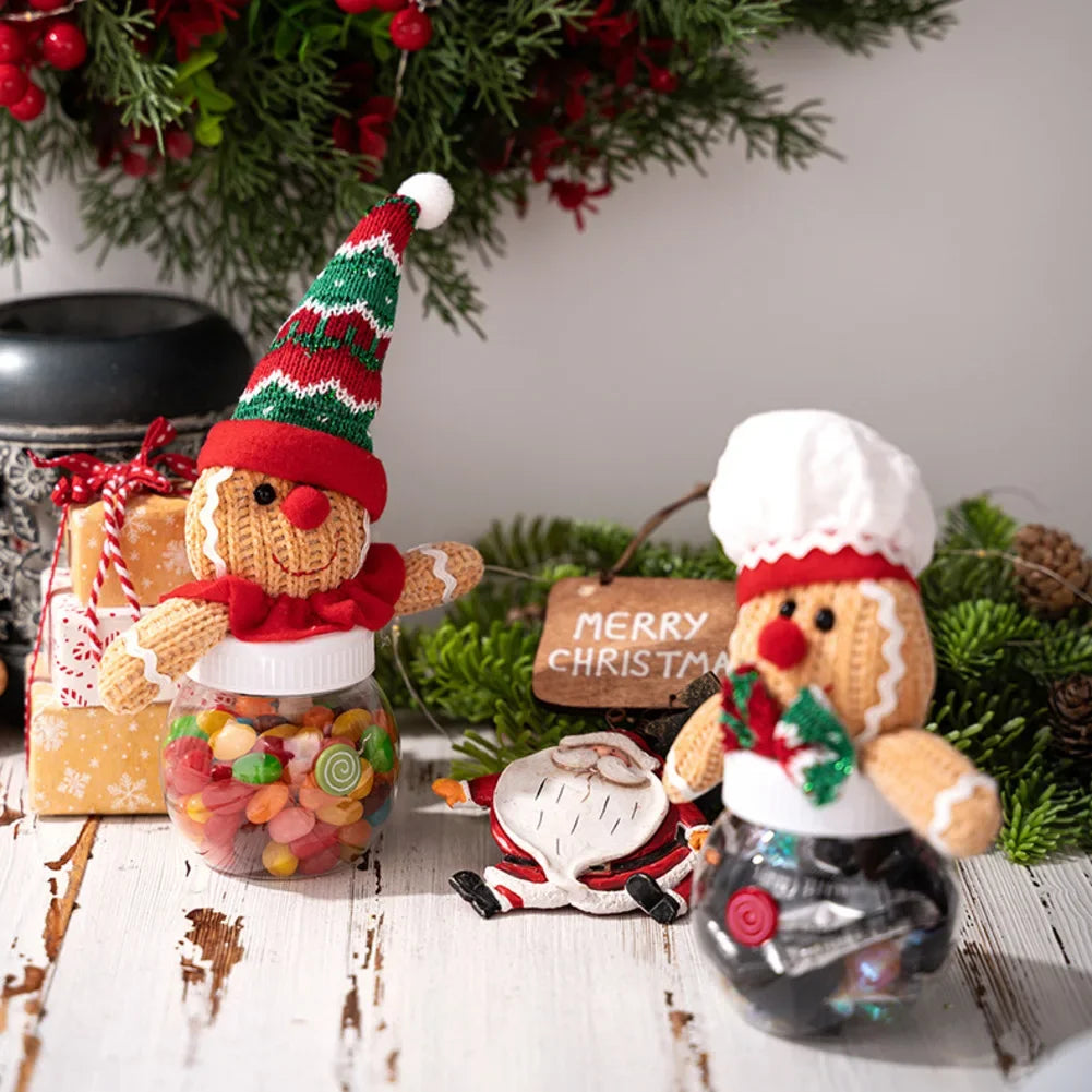 Seasonal Candy Jar with Biscuit Man Design for Treat Organization Clear Fabric and Plastic Build for Holiday Decoration Oasis Select