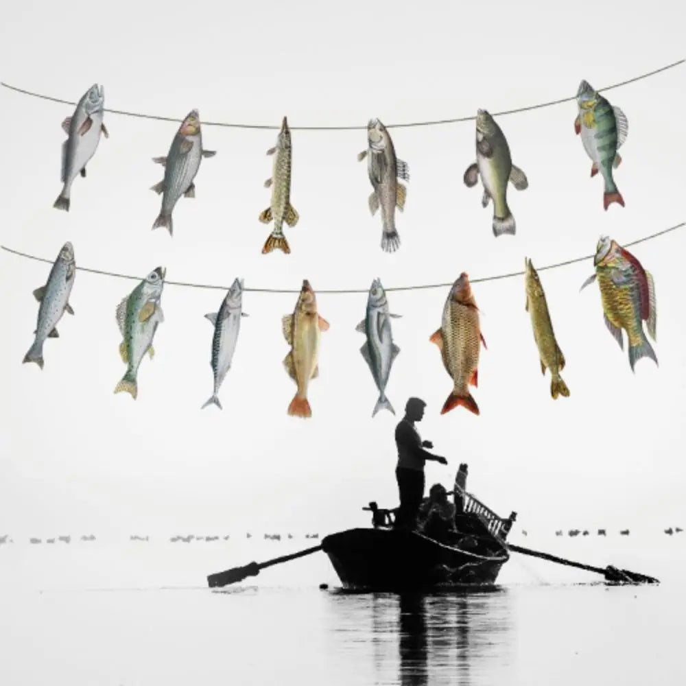 Colorful Fishing Hanging Banner – Paper Fish Garland Decor Party Banner Garland Oasis Select