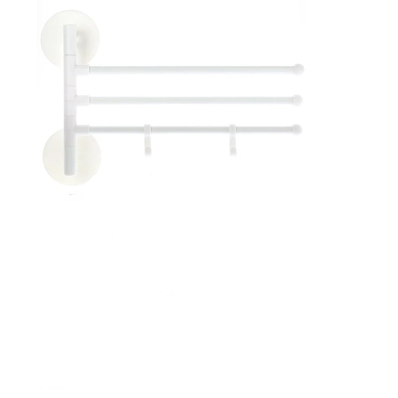 Household products hole free multi-purpose rotary towel rack rotatable bathroom toilet wall hanging towel bar rack Oasis Select 3 layers White