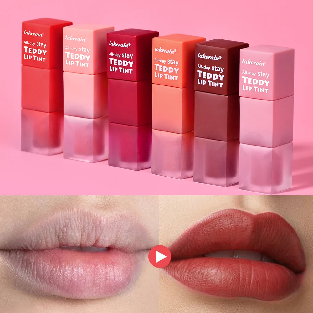 6pcs/set Teddy Velvet Non-stick Cup Lip Glaze Matte Lipstick Waterproof Longlasting Color Liquid Silky Saturation High Lip Gloss Oasis Select
