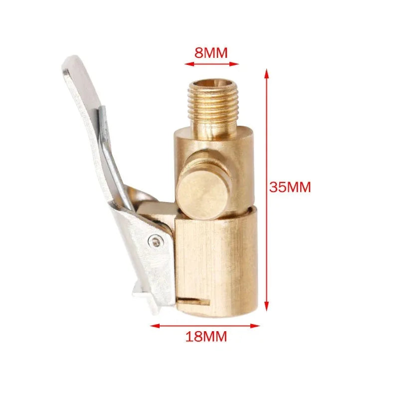 Car Tire Air Chuck Inflator Pump Valve Connector Clip-on Adapter Brass 8mm Tyre Wheel Oasis Select