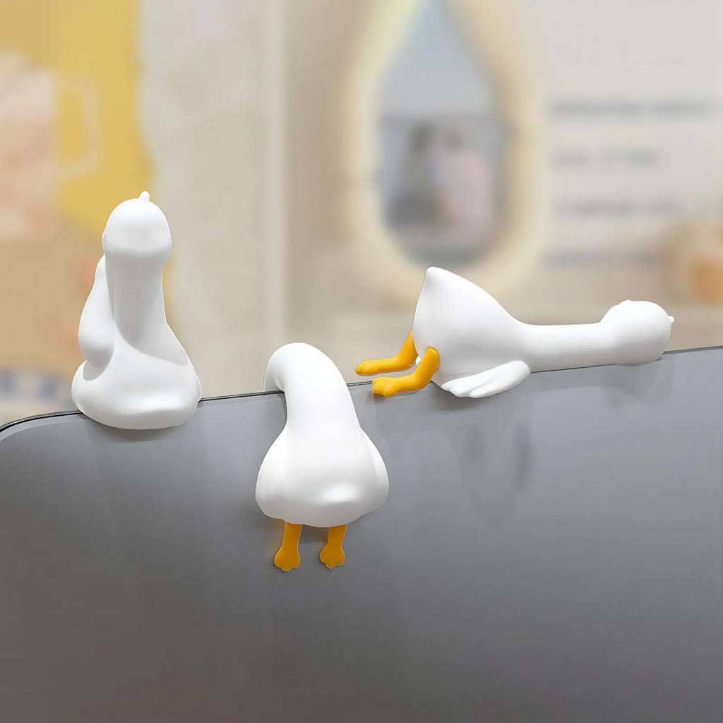 Computer Monitor Decor Figurines 4 Pieces Geese Dashboard Decorations Cute Sculpture for Home Bedroom Study Room Workplace Shelf Oasis Select