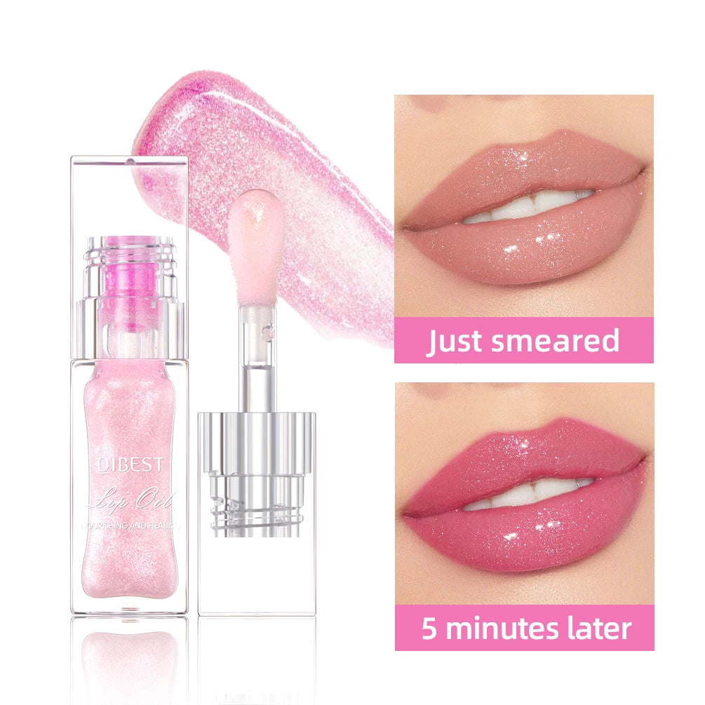 QIBEST Color Changing Lip Oil – Glitter Gloss & Balm