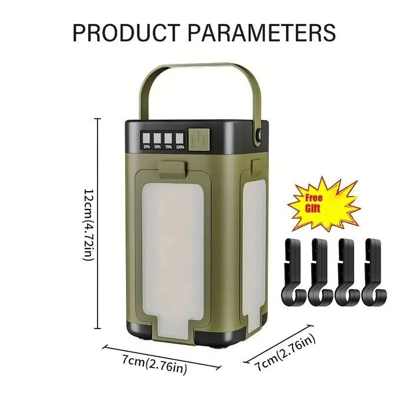 Christmas Outdoor Solar Light Rechargeable Flashlight Portable Power Bank Lamp LED Hanging Tent Light for Camping Hiking Fishing Oasis Select green free hook