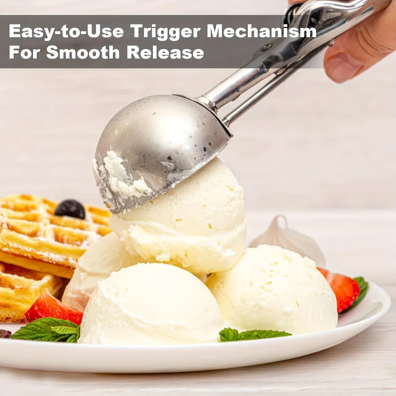 2pcs Stainless Steel Trigger Ice Cream Scoop, 201 Stainless Steel Cookie Dough for Muffins Meatballs Melon Balls Kitchen Tools ﻿ Oasis Select
