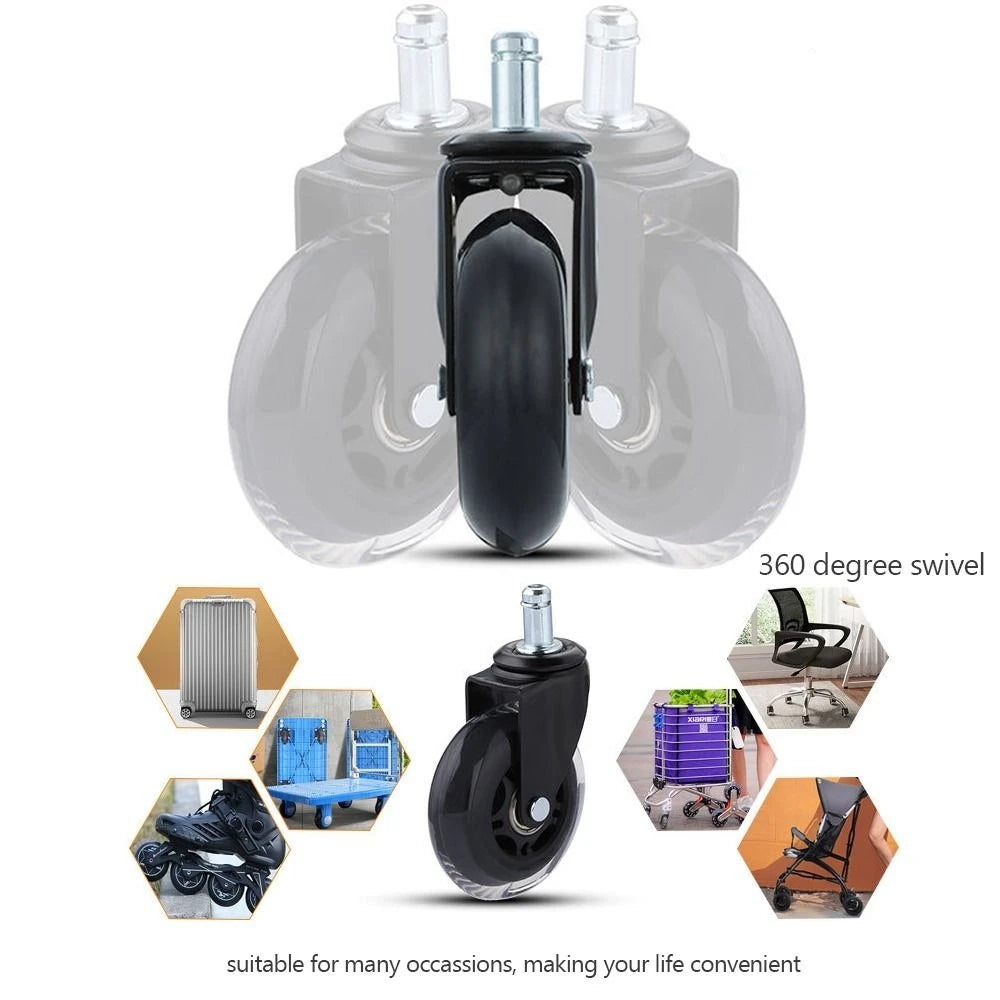 Universal 3 inch Office Chair Caster Wheel Swivel Mute Rubber Caster PU Furniture Hardware Universal Wheel Home Office Chair Oasis Select