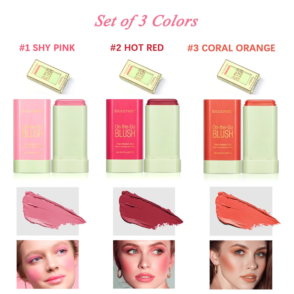 High Color Rotating Blush Cream Tinted Moisture Stick Naturally Long-lasting Moisturizing Waterproof Non-Removing Orange Blush Oasis Select SET
