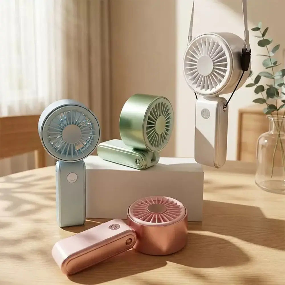 Foldable Portable Electric Fan Quiet Operation with Hanging Rope Handheld Mini Fan Low Noise USB Rechargeable Oasis Select