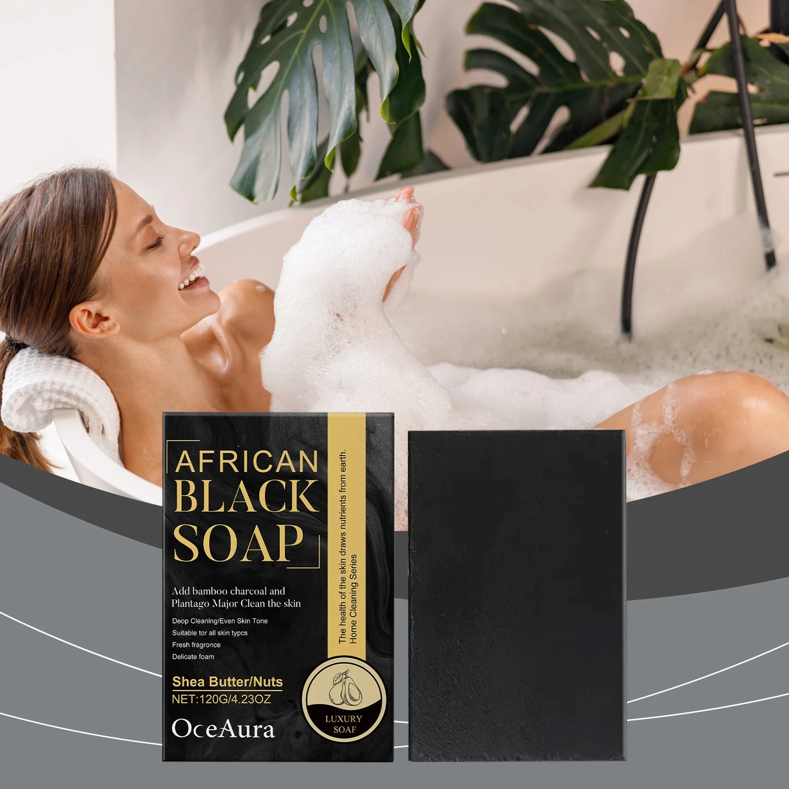 African Black Soap Improve Acne Deeply Cleaning Exfoliate Dark Spots Remover Brightening Delicate Skin Moisturizing Body Soap Oasis Select