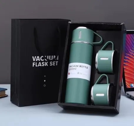 304 Stainless Steel Thermos Gift Set | 3 Lids, Hot & Cold