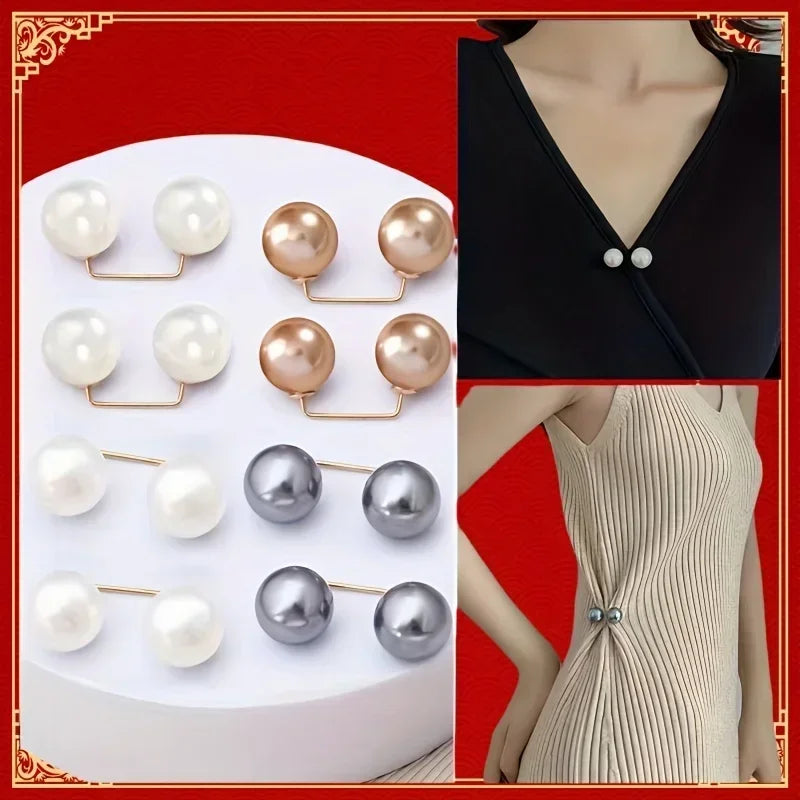 8PCS pearl non-slip safety pins Dress brooch decoration dress waist fastening pins collar adjustment scarf safety fashion Oasis Select 8pcs G4135A