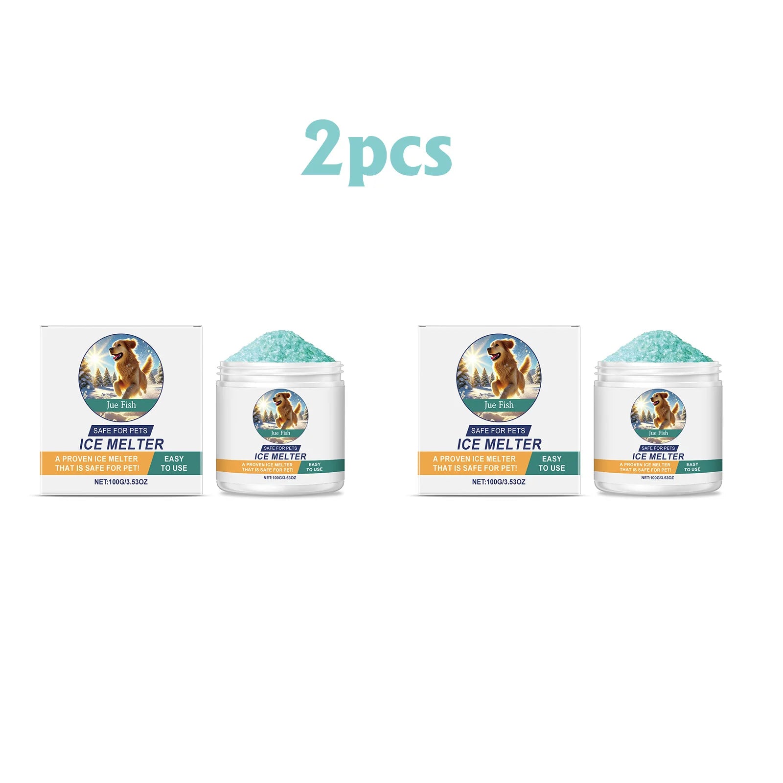 Jue-Fish Pet-Safe Ice Melt – Safe for Concrete & Paw Pads Ice Melt Deicer Oasis Select 2pcs