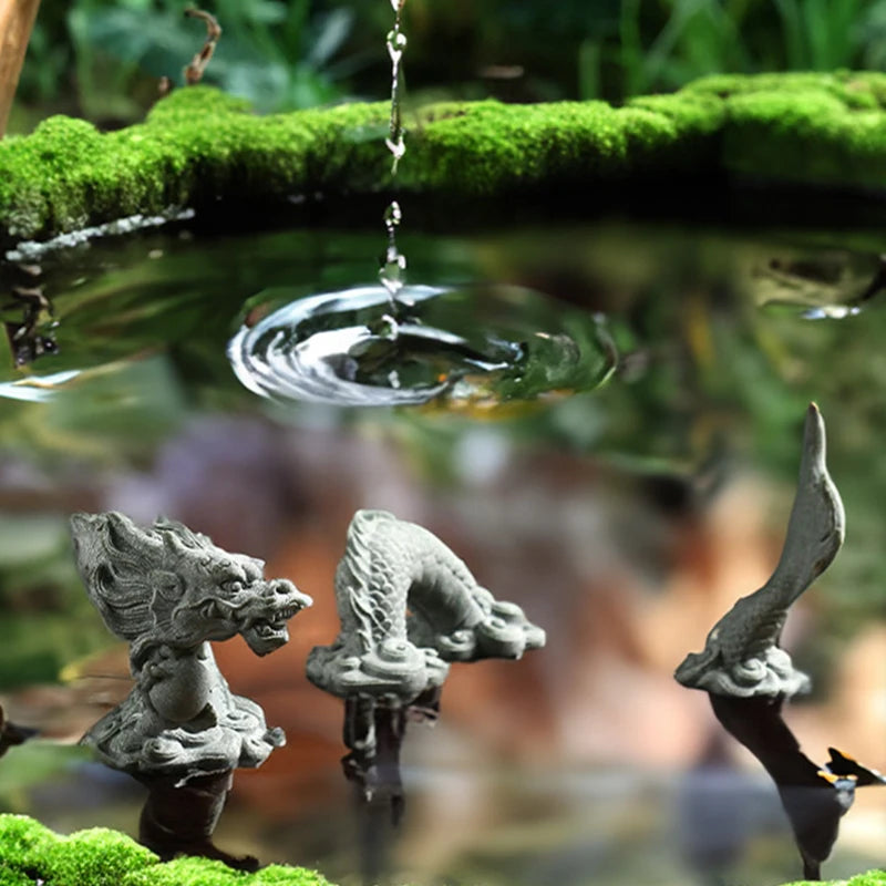 Chinese Stone Dragon Fish Tank Ornament | Aquarium Decor Set