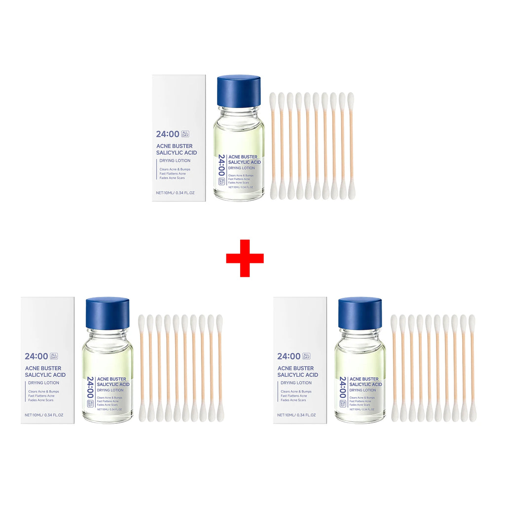 Salicylic Acid Drying Lotion Face Serum with Cotton Swab– Reduce Pimples & Breakouts Fade Acne Scars Minimize Pores Skin Renewal Oasis Select 3pcs