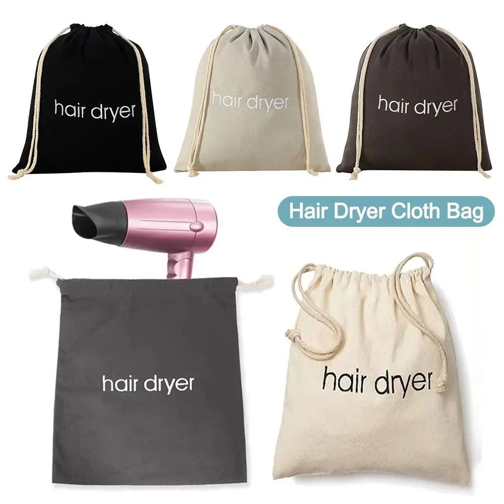 Portable Dustproof Hair Dryer Cloth Bag Large Capacity Drawstring Hairdryer Bag Canvas Hair Diffuser Oasis Select