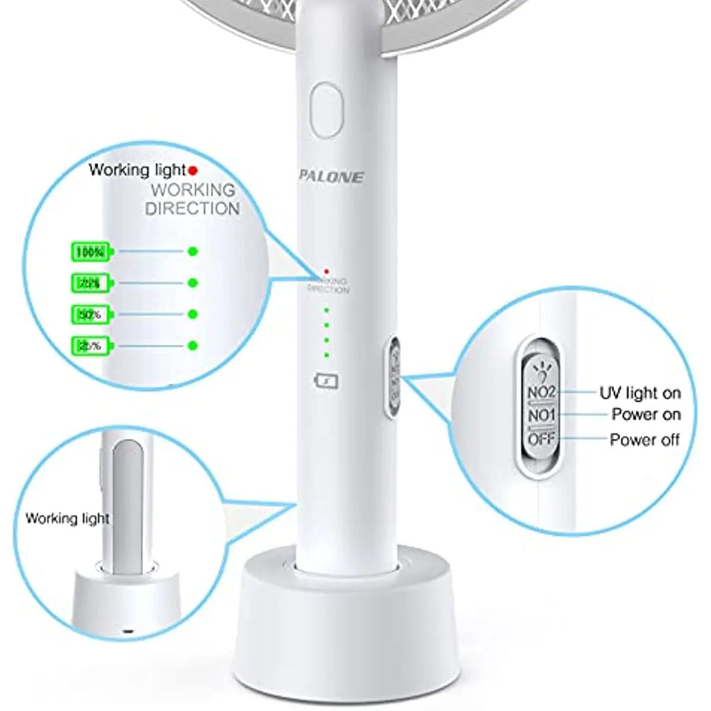 2 in 1 Mosquito swatter Electric Fly Bug Killer Lamp Zapper with 1200mAh Battery USB charge with Safety Mesh for Indoor,Outdoor Oasis Select