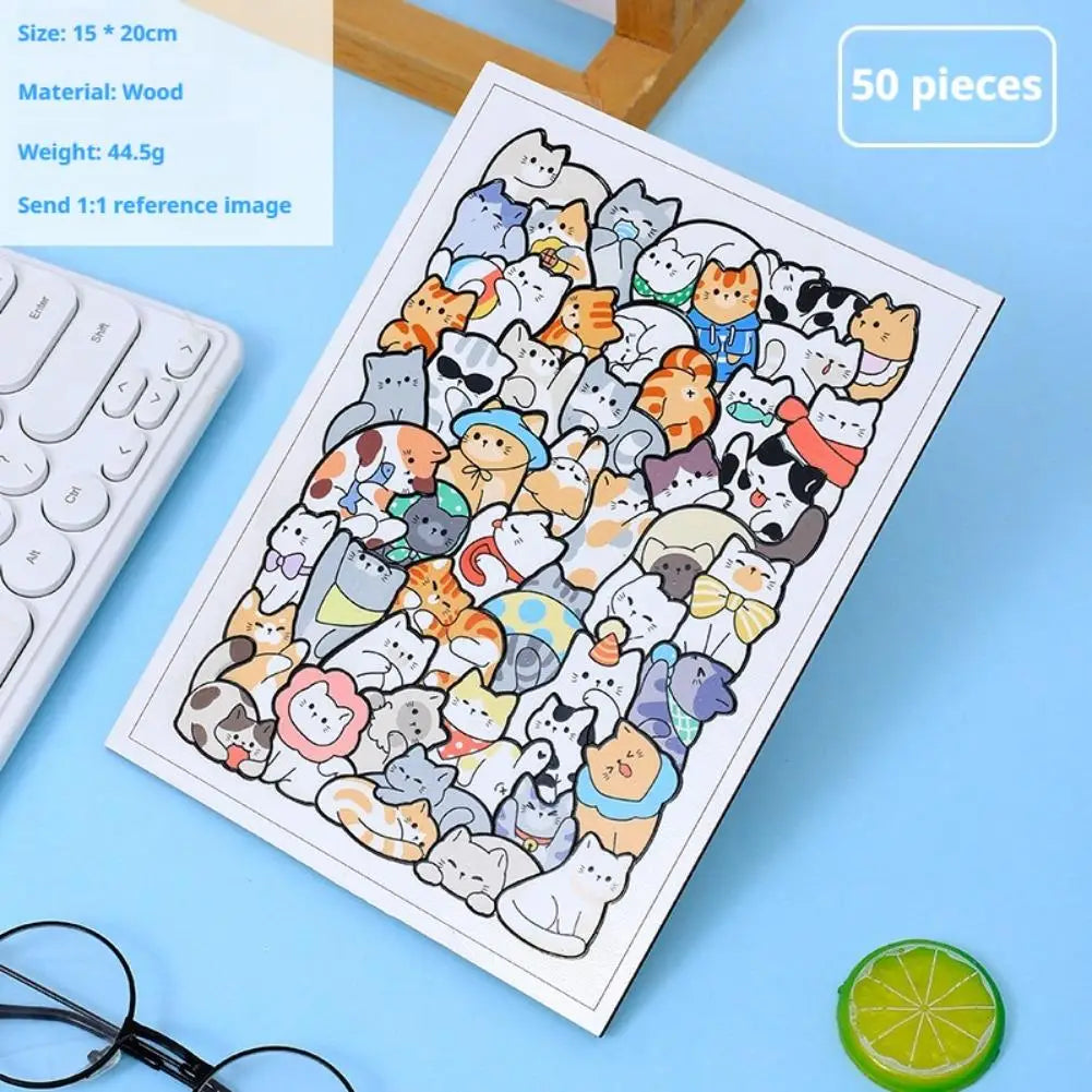 50-Piece Animal Wooden Jigsaw Puzzle – Cats, Dogs & More Wooden Jigsaw Puzzle Oasis Select