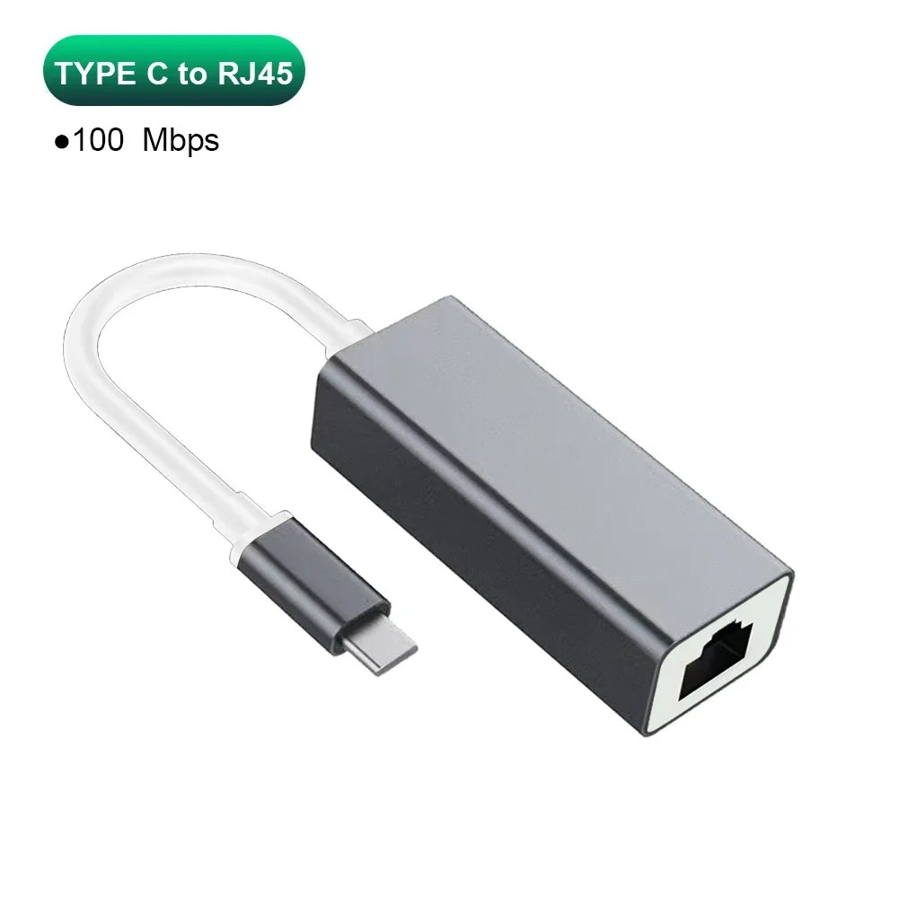 1000Mbps USB Type C Ethernet Adapter RJ45 Network Card for MacBook PC Windows XP 7 Internet Cable Lan USB for Android Oasis Select Type-C 100Mbps